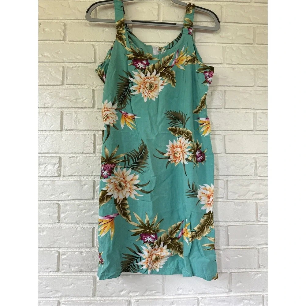 Vintage TWO PALMS Sz L  Made in‎ Hawaii Sleeveless Rayon Floral Midi Dress